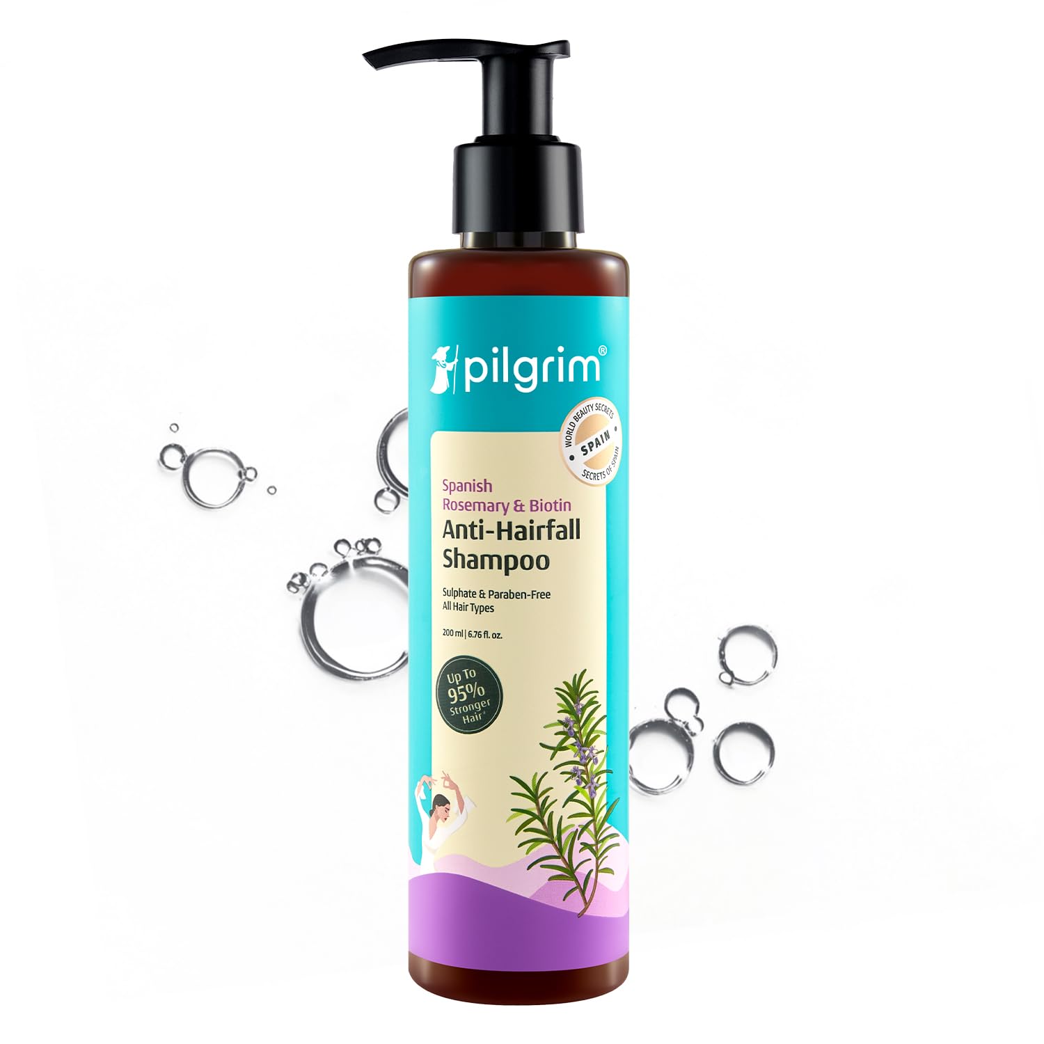 Pilgrim Spanish Rosemary & Biotin Anti Hairfall Shampoo for Reducing Hair Loss & Breakage
